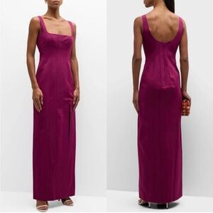 STAUD Size 4 NWT Portrait Sleeveless Long Column Slit Dress Syrah Wine Merlot